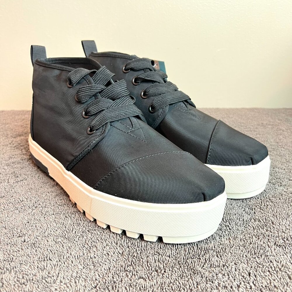 Toms Womens Size 9 Black Twill High Top Lug Sole Platform‎ Sneakers Shoes